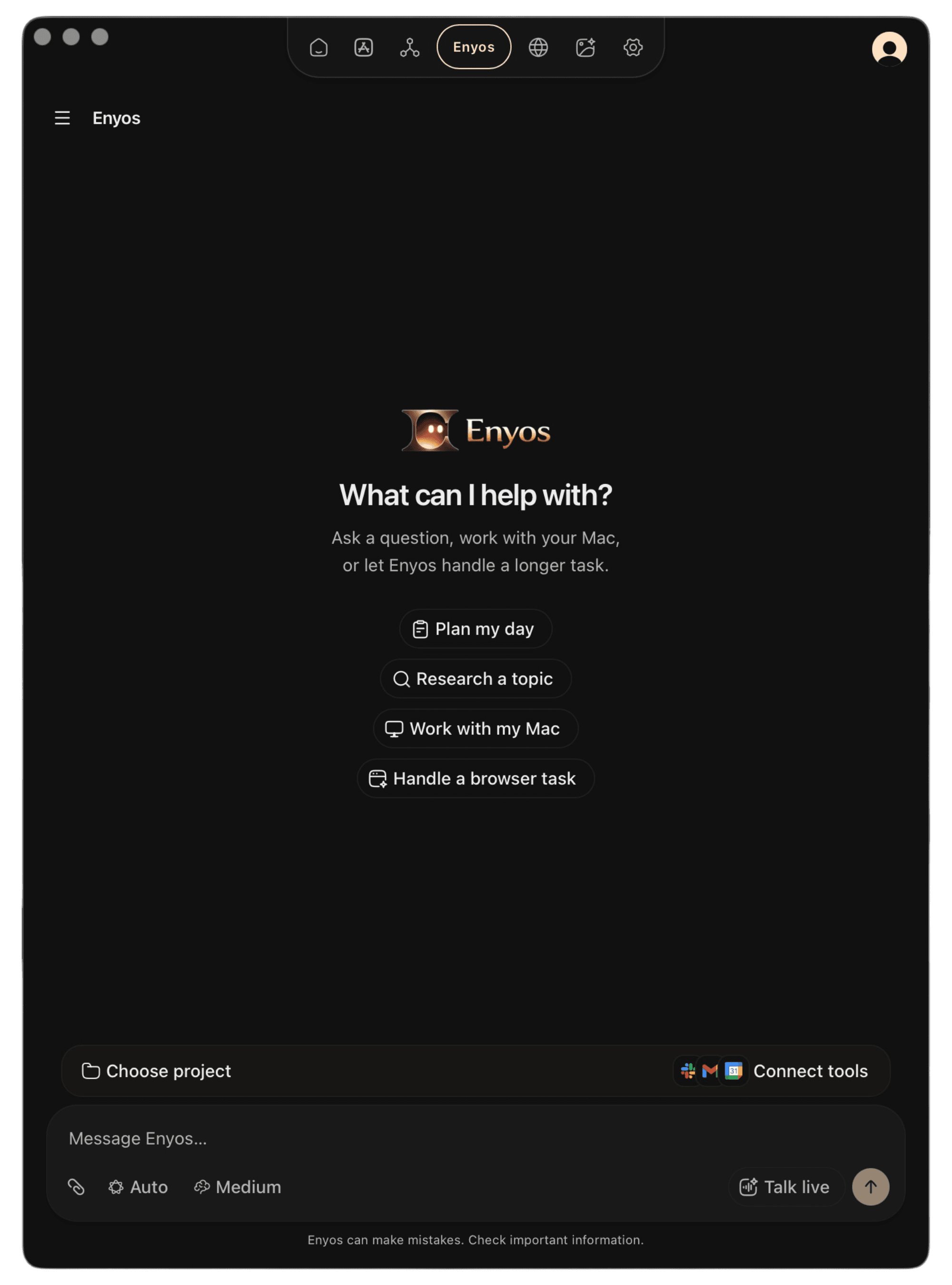 Enyos chat workspace